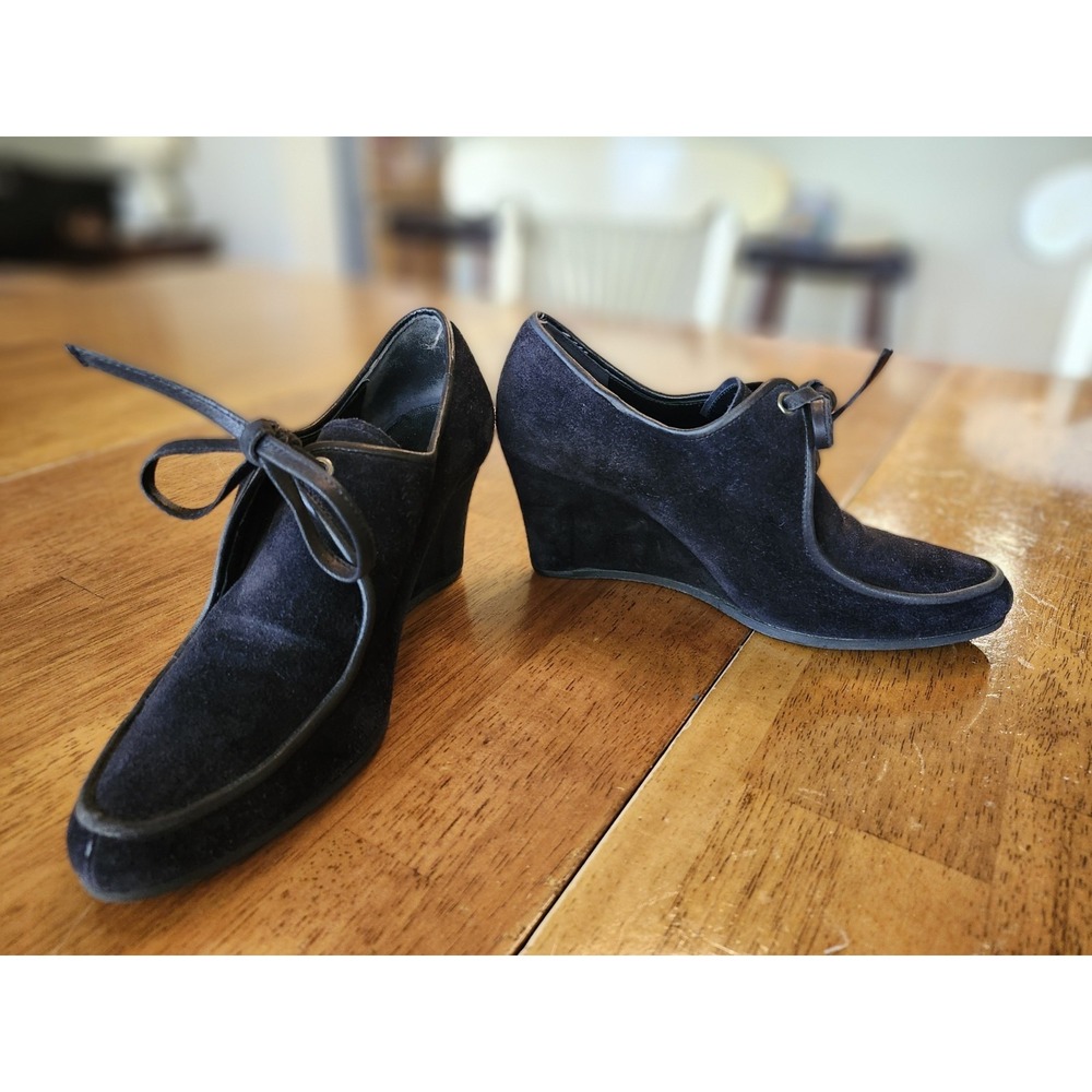Vintage‎ Ferragamo Women's Black Suede Wedge Heels 7.5